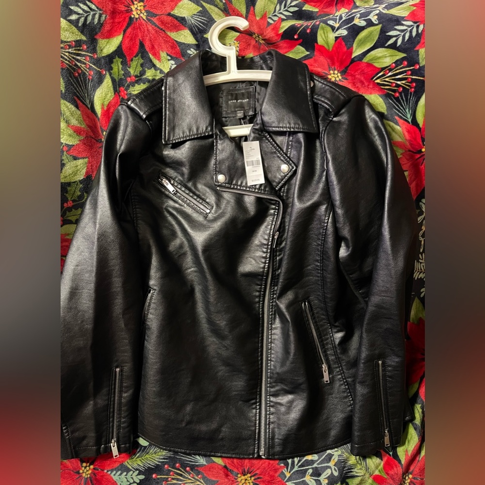 NWT LANE BRYANT - FAUX LEATHER MOTO JACKET IN BLACK - SIZE 18/20